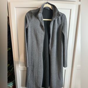 Zara Black and Gray Herringbone Tunic Cardigan